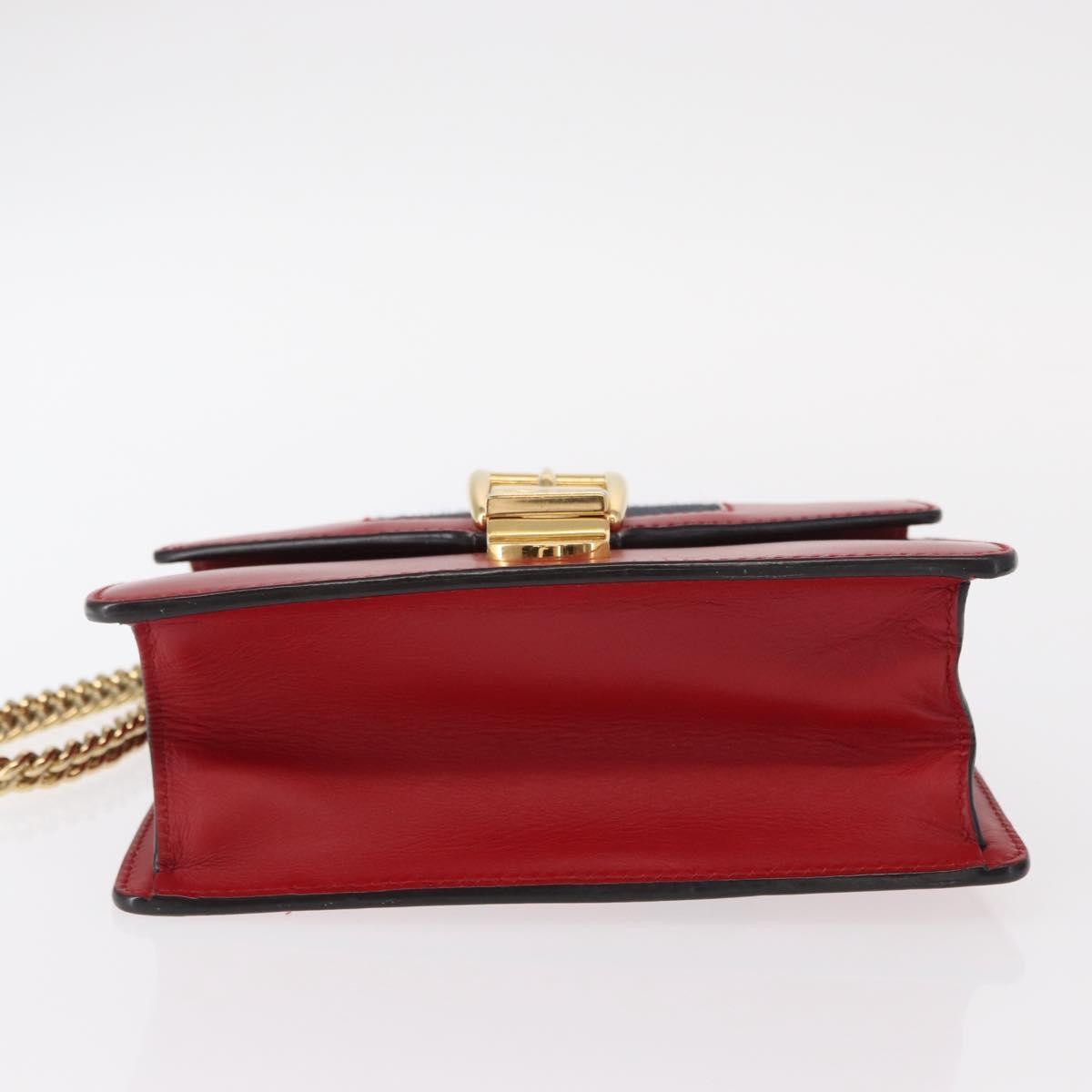 Gucci Sylvie Chain Leather Red Leather Shoulder Bag Bag (Pre-Owned)