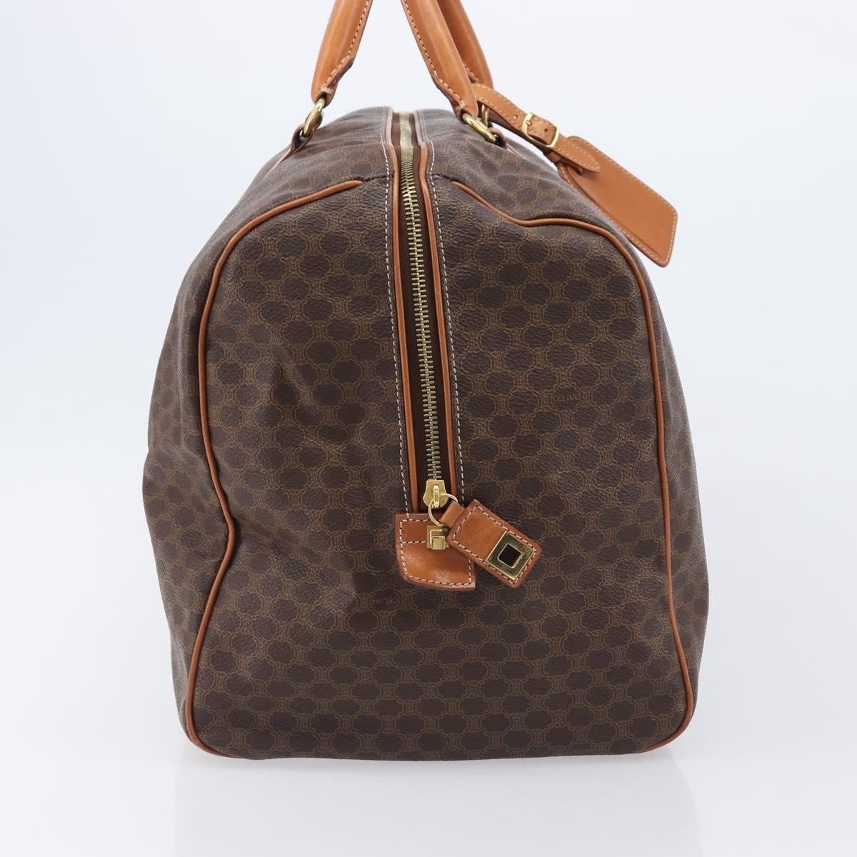 Celine Boston Triomphe Coated Canvas Brown Canvas Handbag (Pre-Owned)
