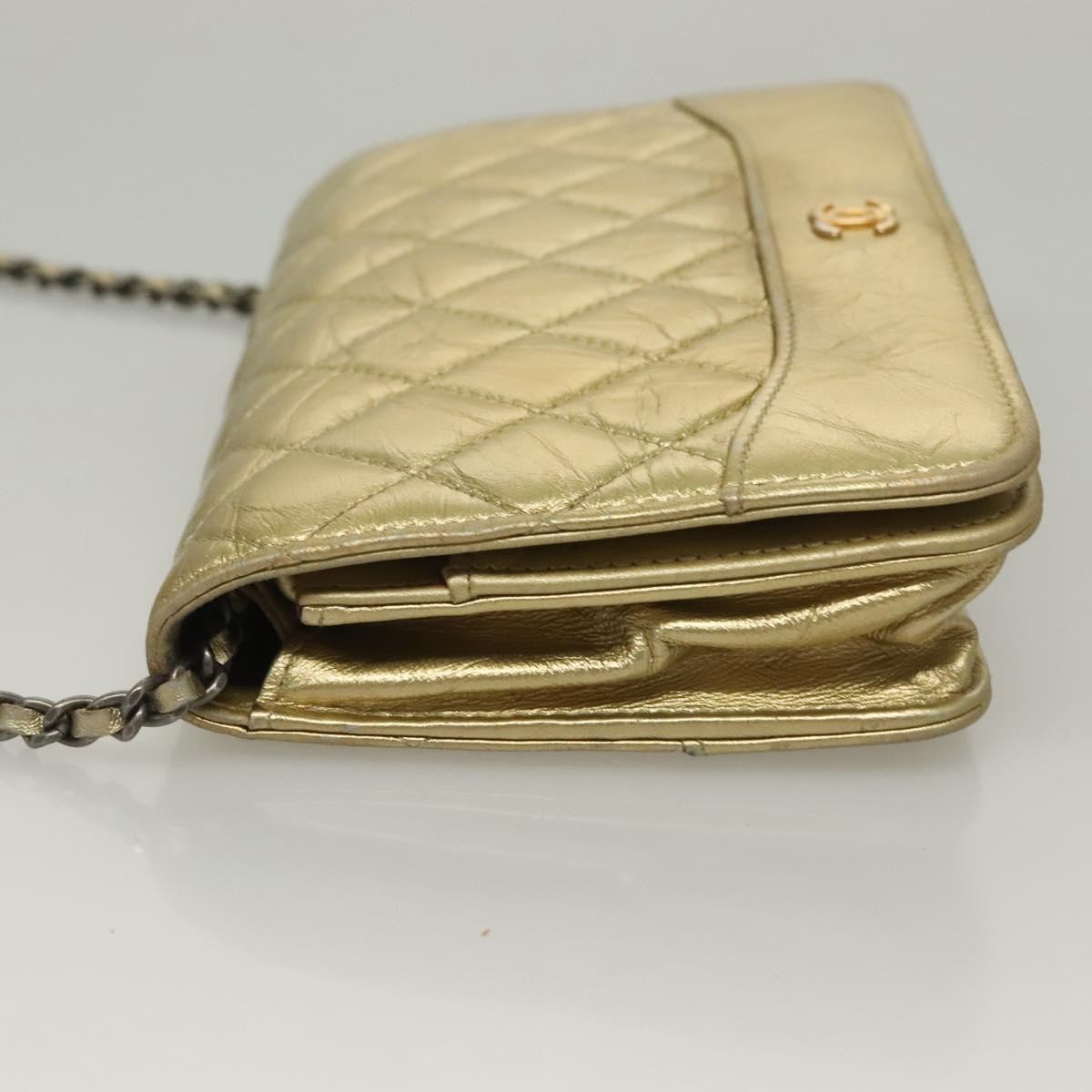 Chanel Gabrielle Wallet On Chain Quilted Aged Calfskin Gold Leather Crossbody Bag Bag (Pre-Owned)