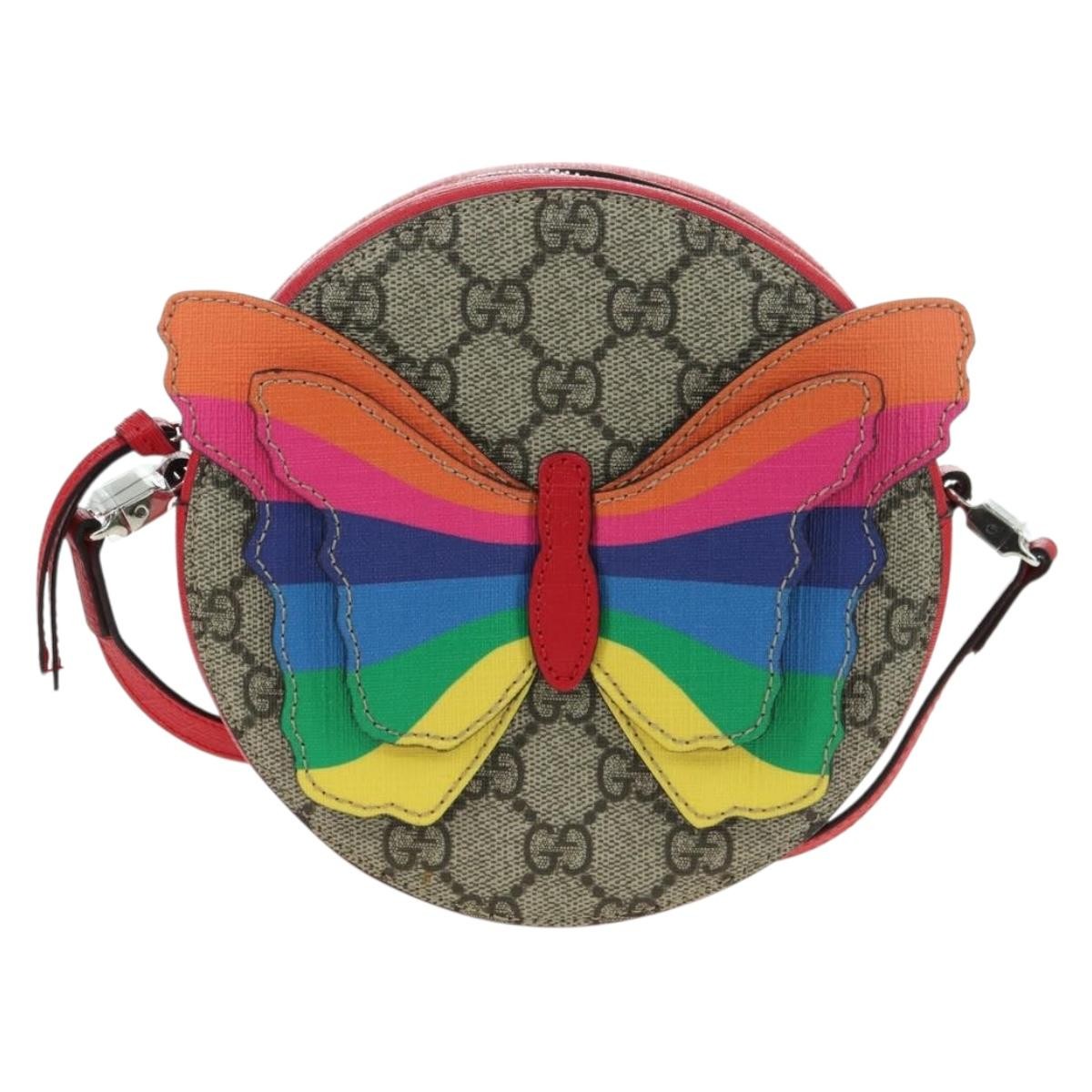 Gucci Kids Gg Supreme Rainbow Butterfly Gg Canvas Beige Pvc Shoulder Bag Bag (Pre-Owned)