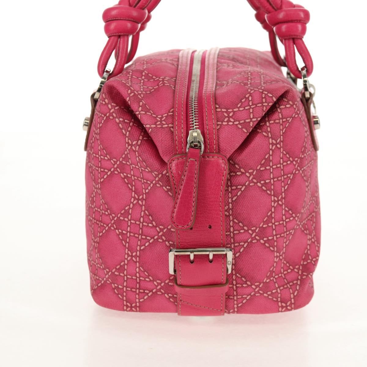 Christian Dior Cannage Canvas Pink Canvas Handbag (Pre-Owned)
