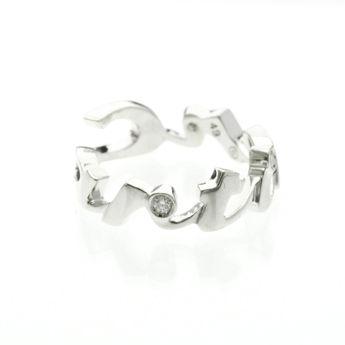 Cartier Signature 18K White Gold Silver White_Gold Ring Jewelry (Pre-Owned)