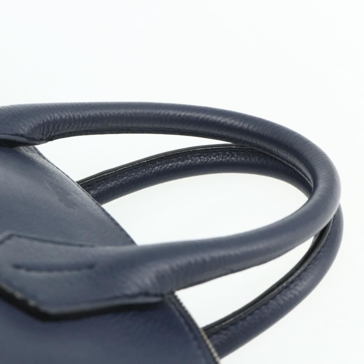 Bally Vintage Leather Navy Leather Handbag (Pre-Owned)