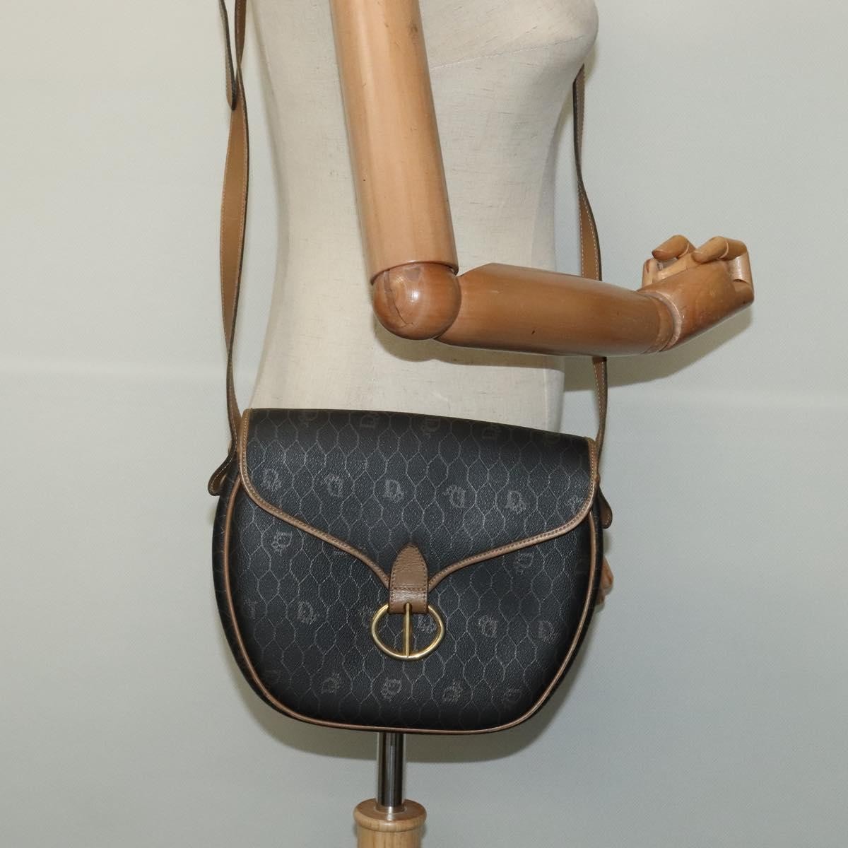 Christian Dior Vintage Honeycomb Flap Canvas And Leather Black Canvas Shoulder Bag Bag (Pre-Owned)