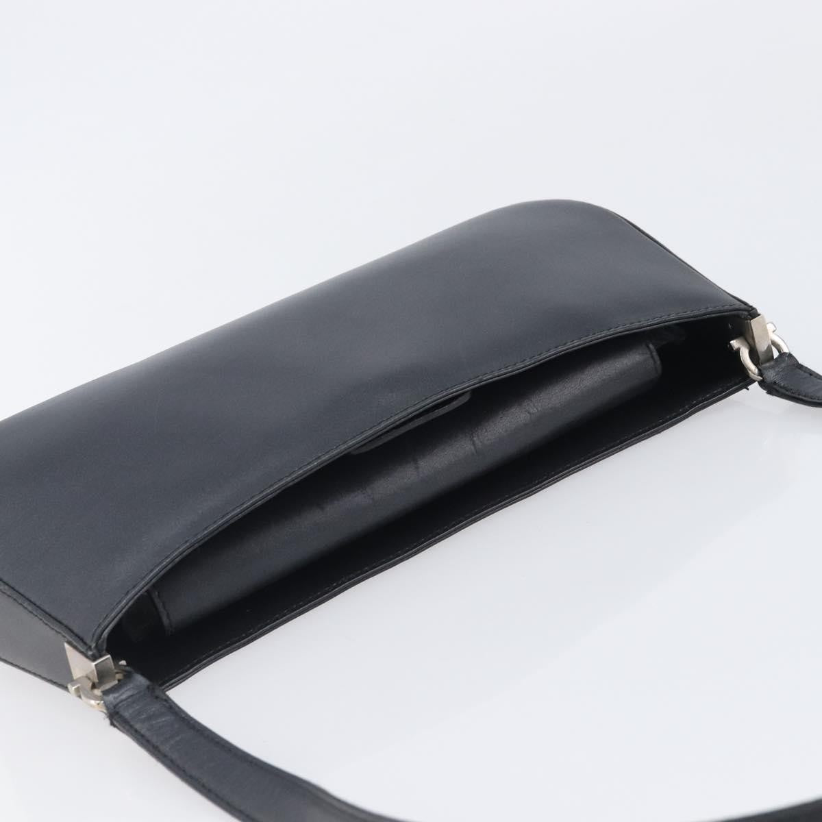 Salvatore Ferragamo Gancini Leather Black Leather Shoulder Bag Bag (Pre-Owned)
