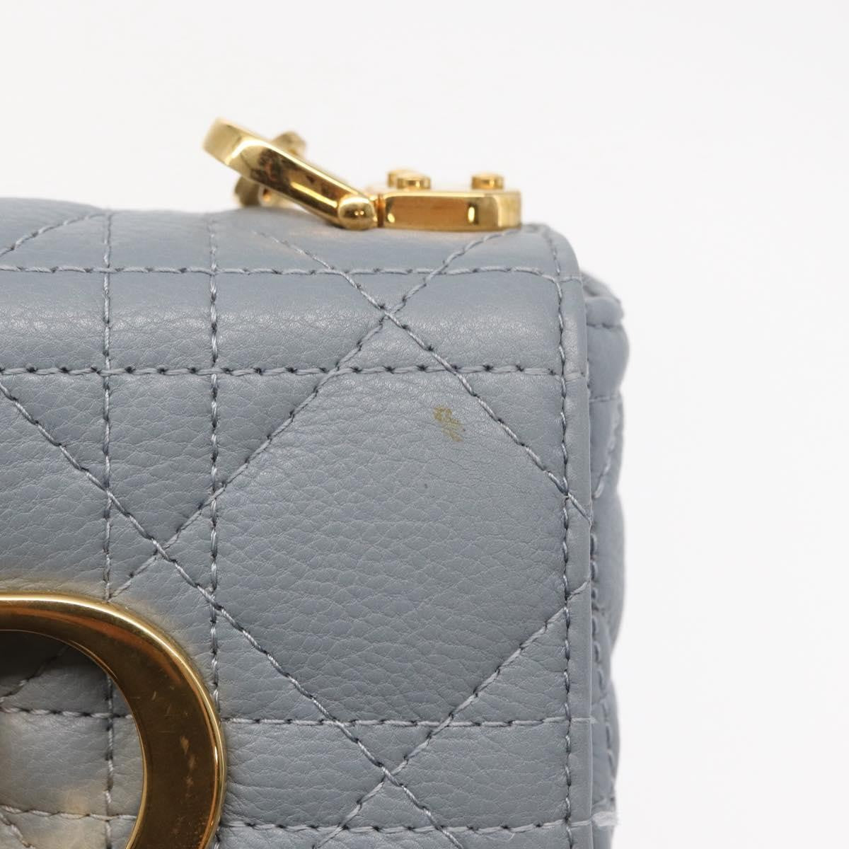 Christian Dior Caro Cannage Quilt Calfskin Blue Leather Shoulder Bag Bag (Pre-Owned)