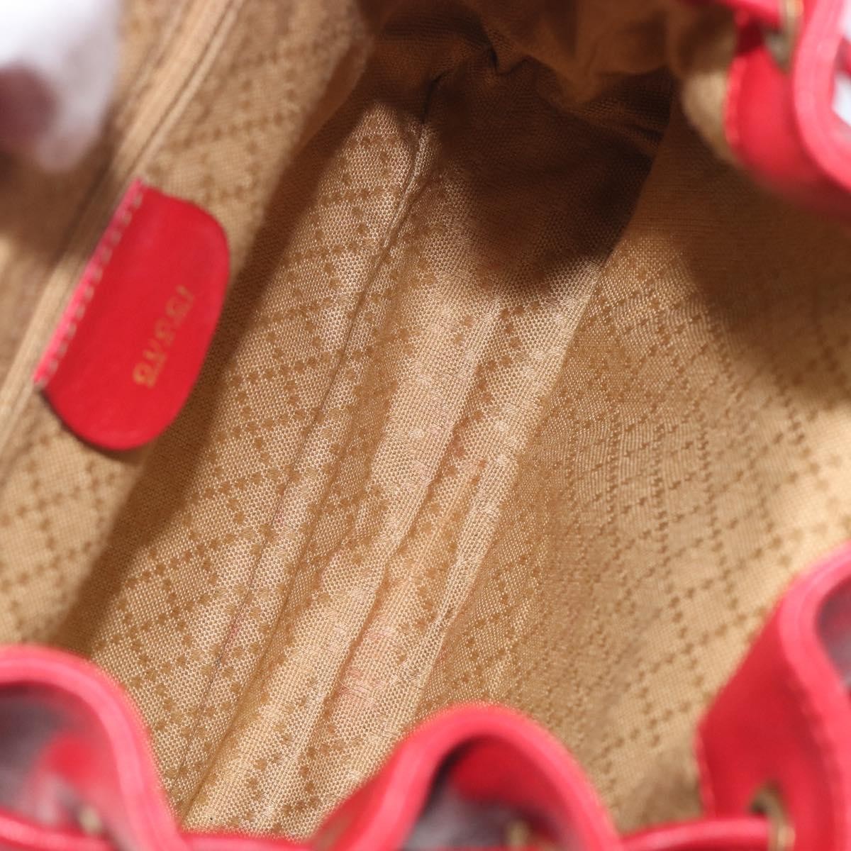 Gucci Vintage Bamboo Leather Red Leather Backpack Bag (Pre-Owned)