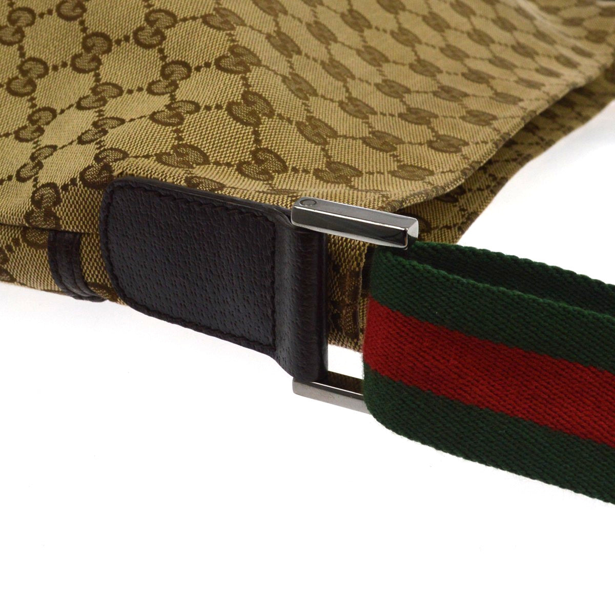 Gucci Web Zip Gg Canvas Beige Canvas Crossbody Bag Bag (Pre-Owned)