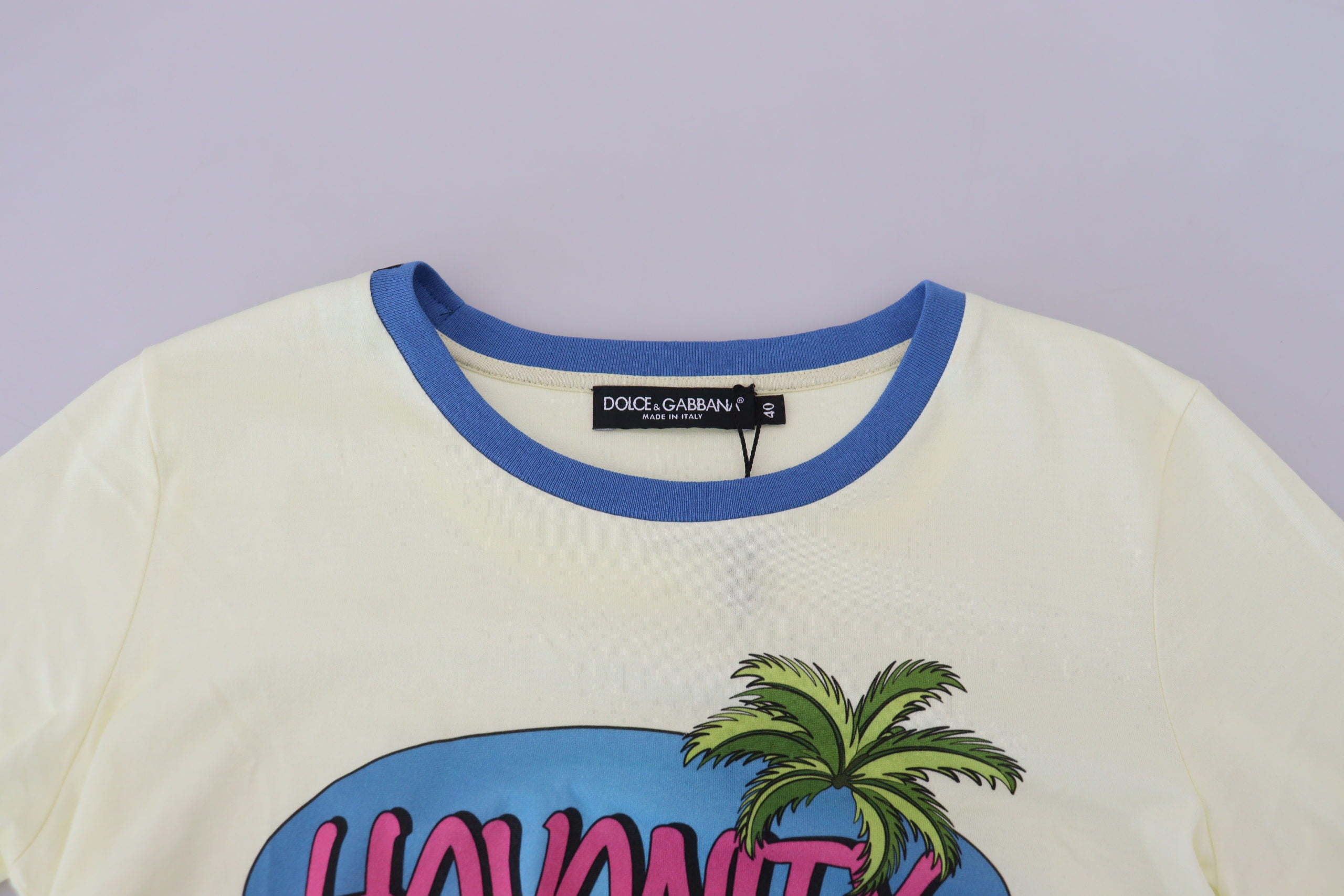 Dolce & Gabbana Yellow Havanity Round Neck Tee Cotton Women's T-shirt
