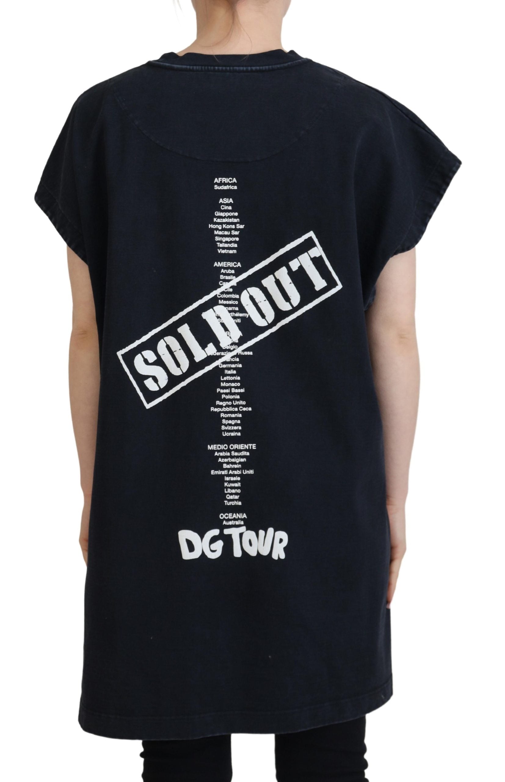 Dolce & Gabbana Black D&G Fashion Round Neck Cotton Women's T-shirt