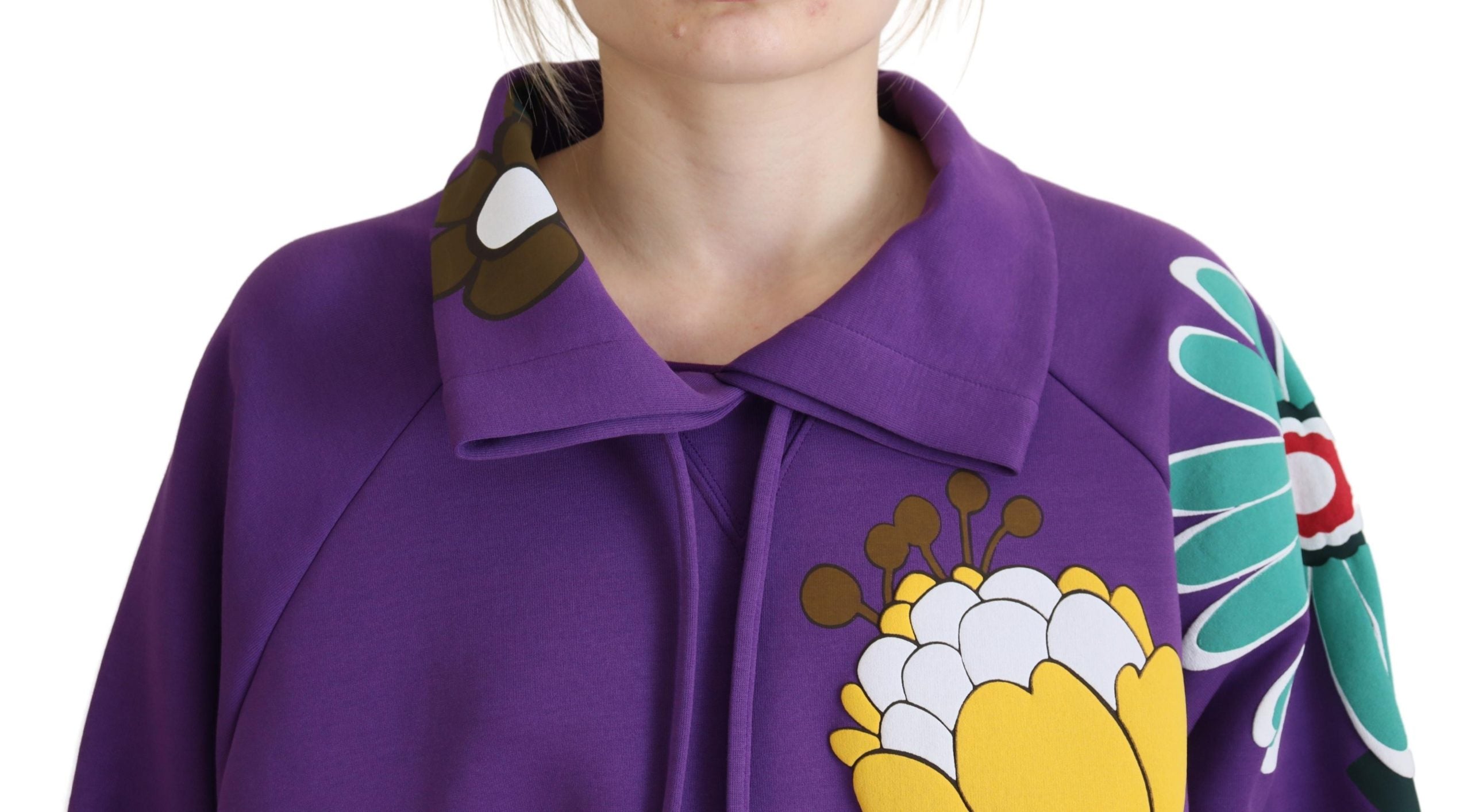 Dolce & Gabbana Elegant Purple Floral Pullover Women's Sweater