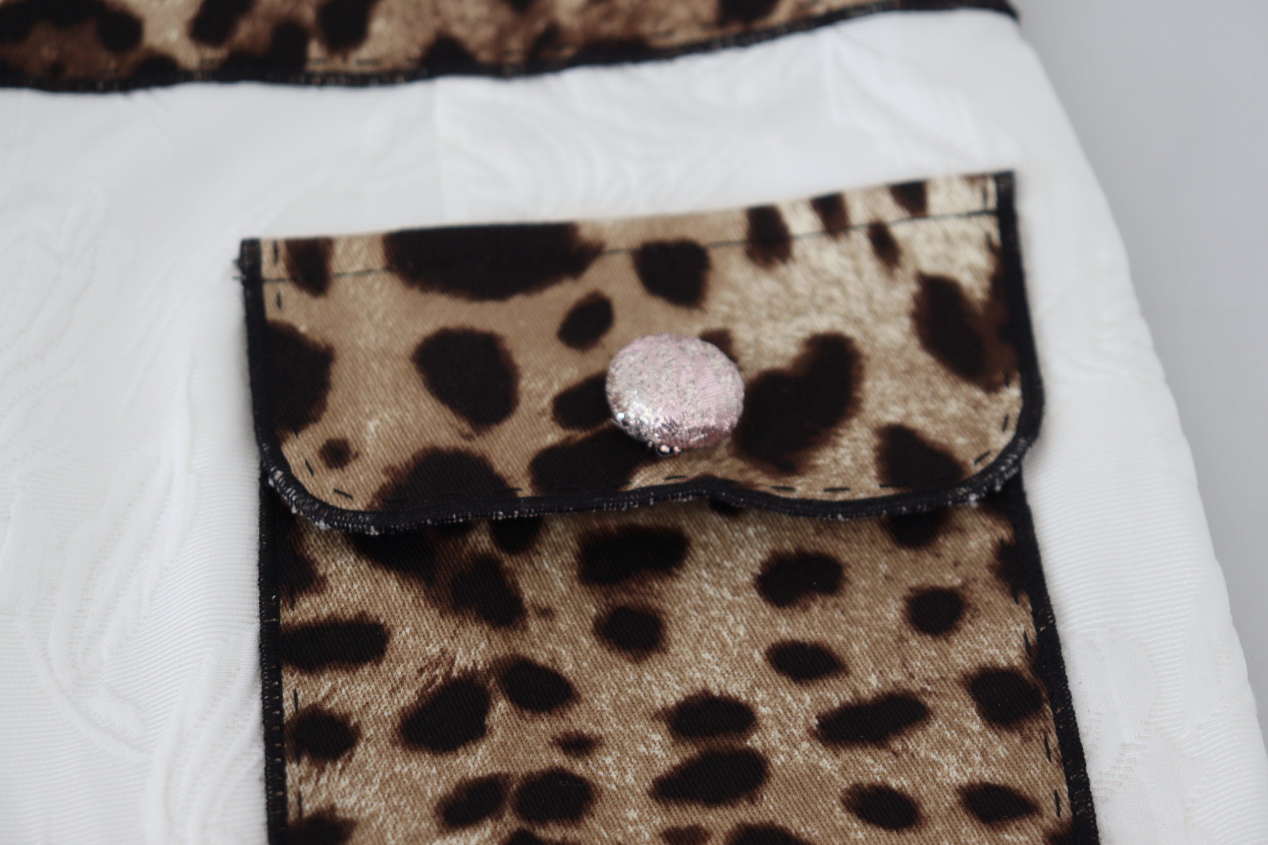 Dolce & Gabbana White Leopard Print High Waist Women's Pants