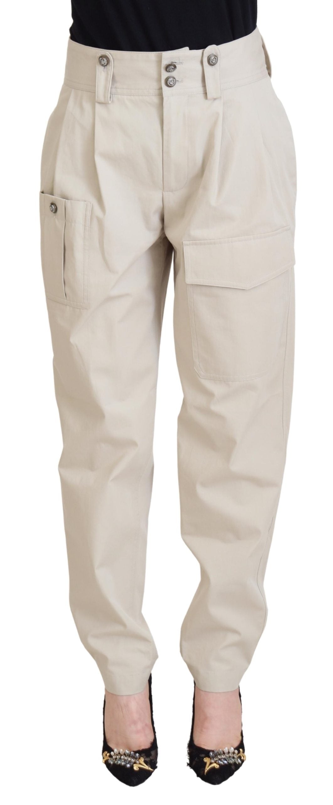 Dolce & Gabbana Beige High Waist Women Women's Pants