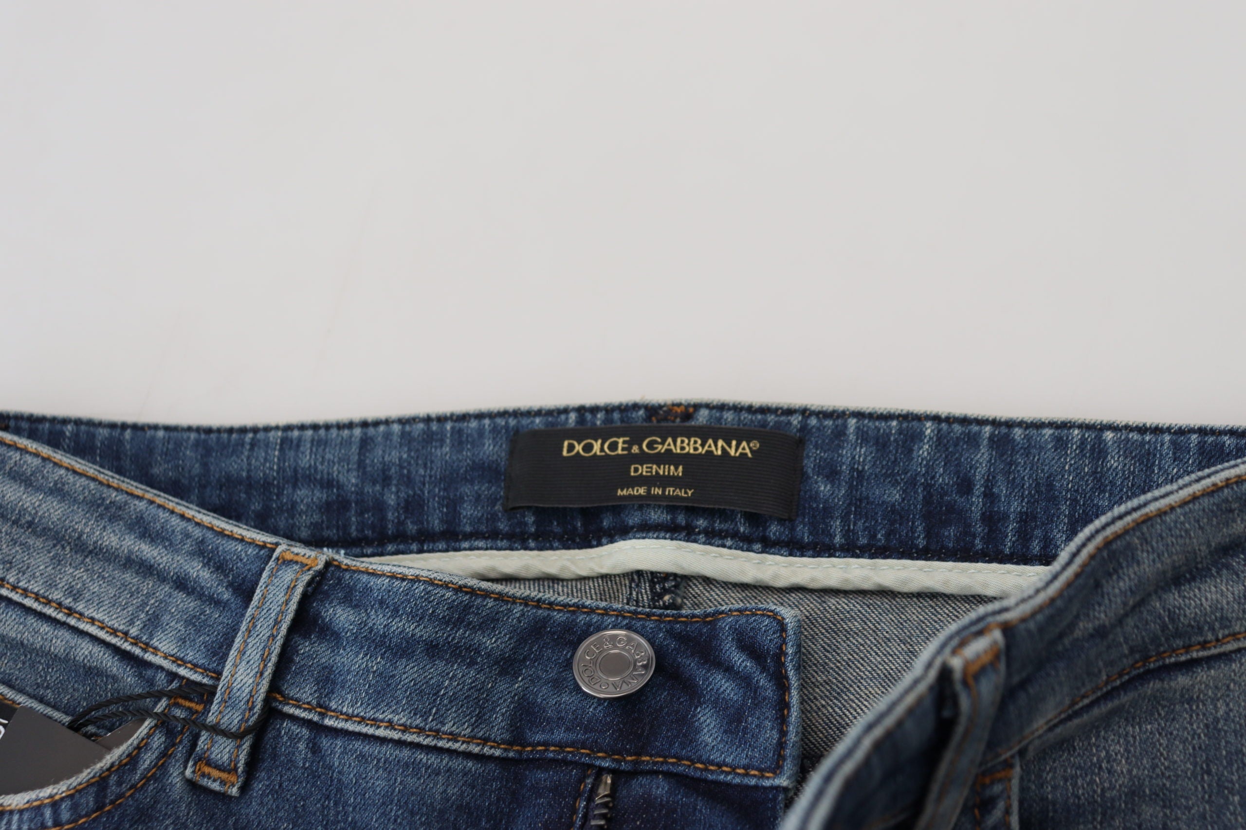 Dolce & Gabbana Blue Washed Cotton Tattered Denim Women's Jeans