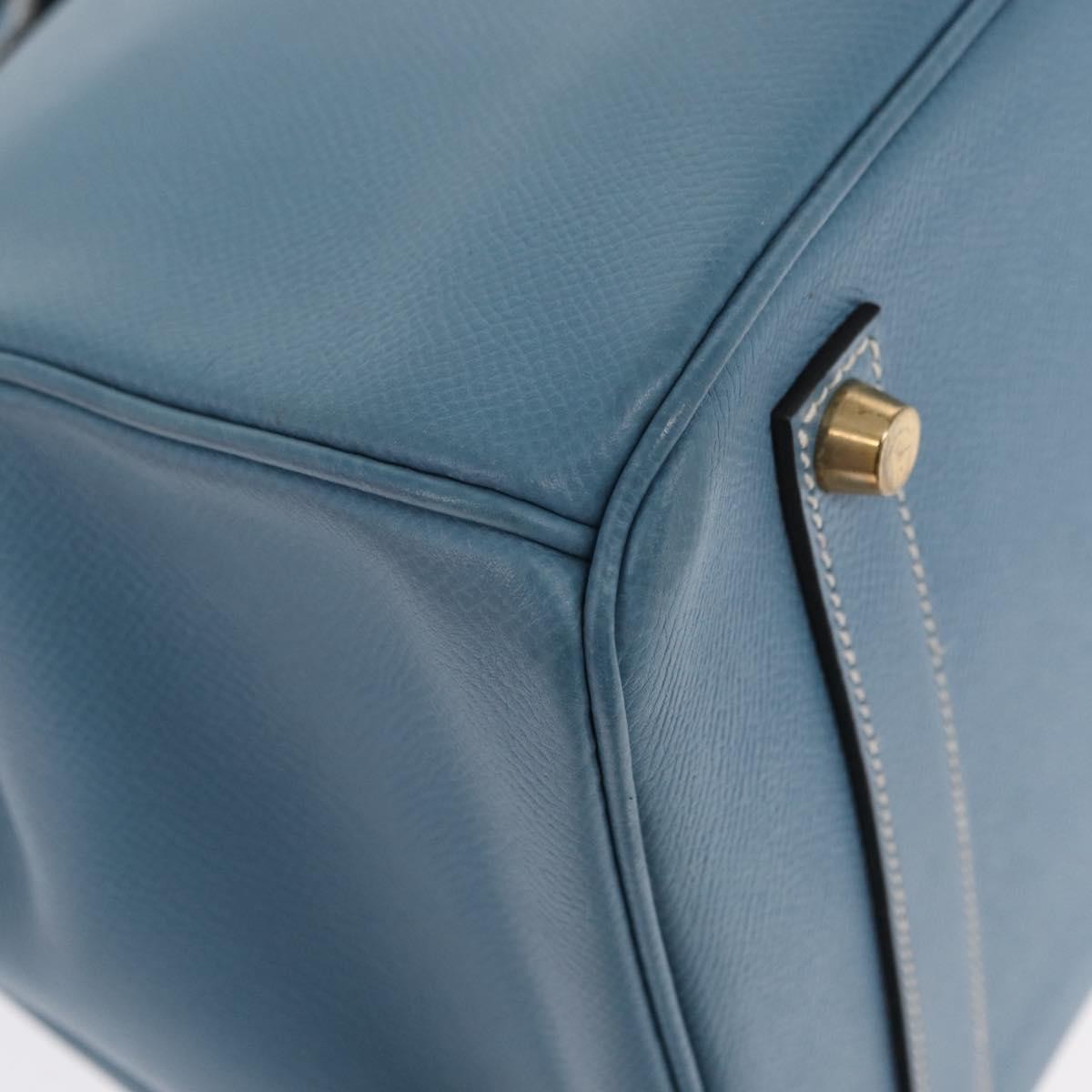 Hermes Birkin Blue Epsom With Gold Hardware Blue Leather Handbag (Pre-Owned)