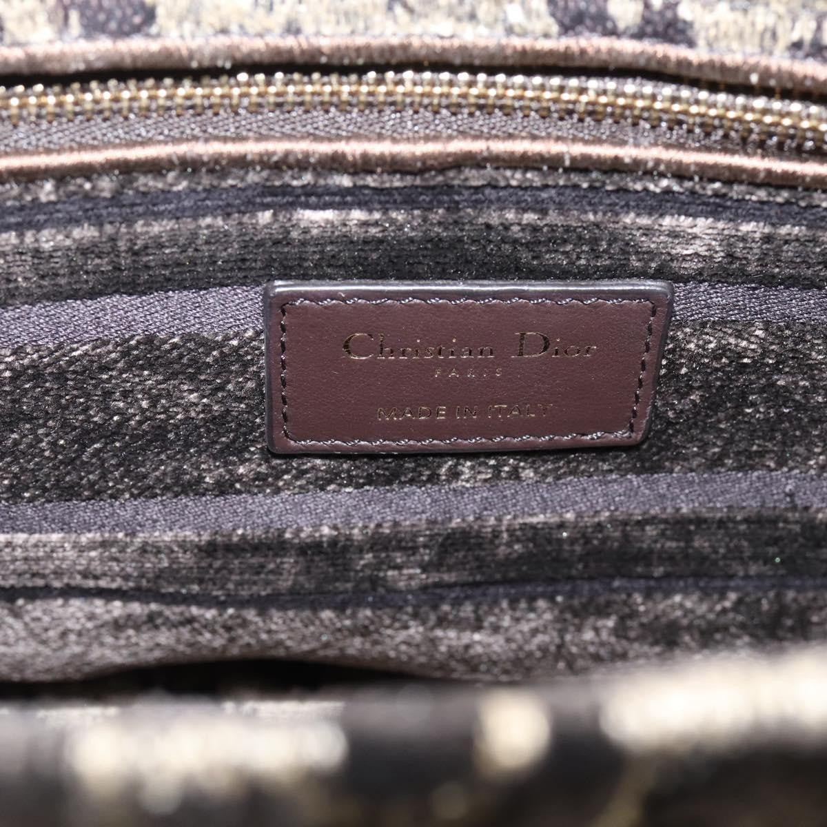 Christian Dior Lady D-Lite Mizza Embroidered Velvet Brown Velvet Handbag (Pre-Owned)