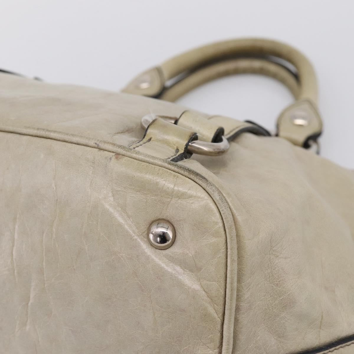 Miu Miu Bow Satchel Vitello Lux Beige Leather Handbag (Pre-Owned)