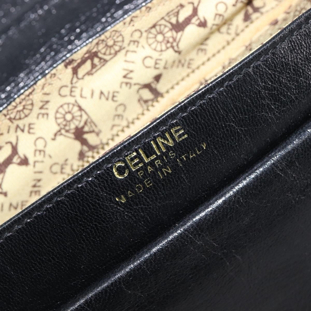 Celine Shoulder Leather Black Leather Shoulder Bag Bag (Pre-Owned)