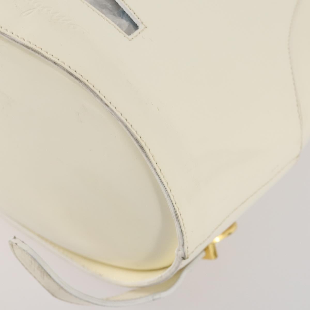 Salvatore Ferragamo Vintage Patent Leather White Patent_Leather Backpack Bag (Pre-Owned)