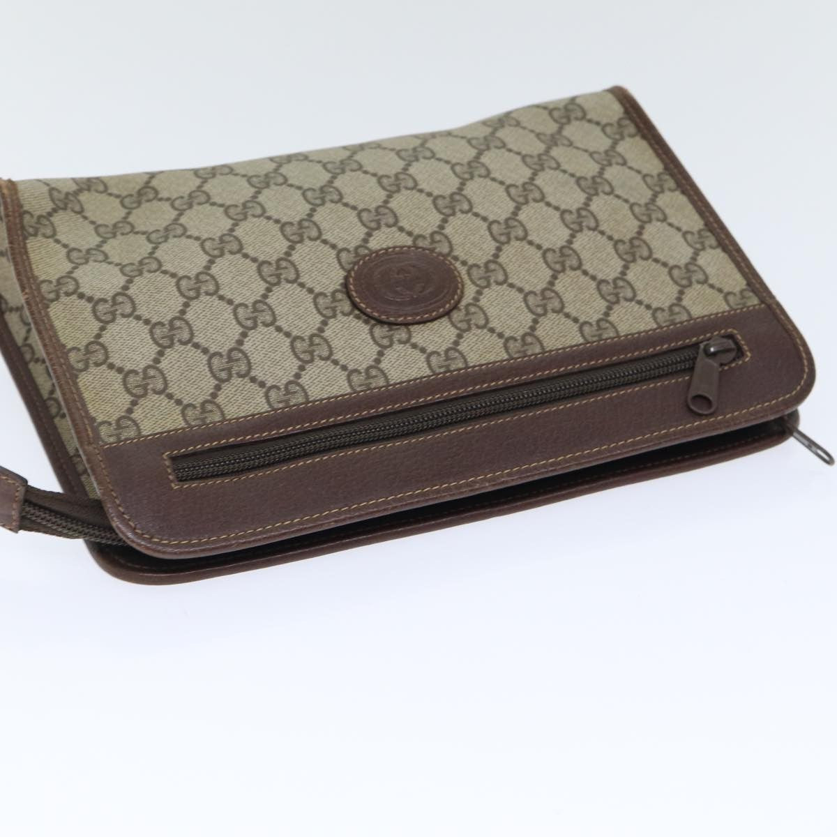 Gucci Gg Supreme Clutch Pvc Beige Pvc Clutche & Pouche Bag (Pre-Owned)