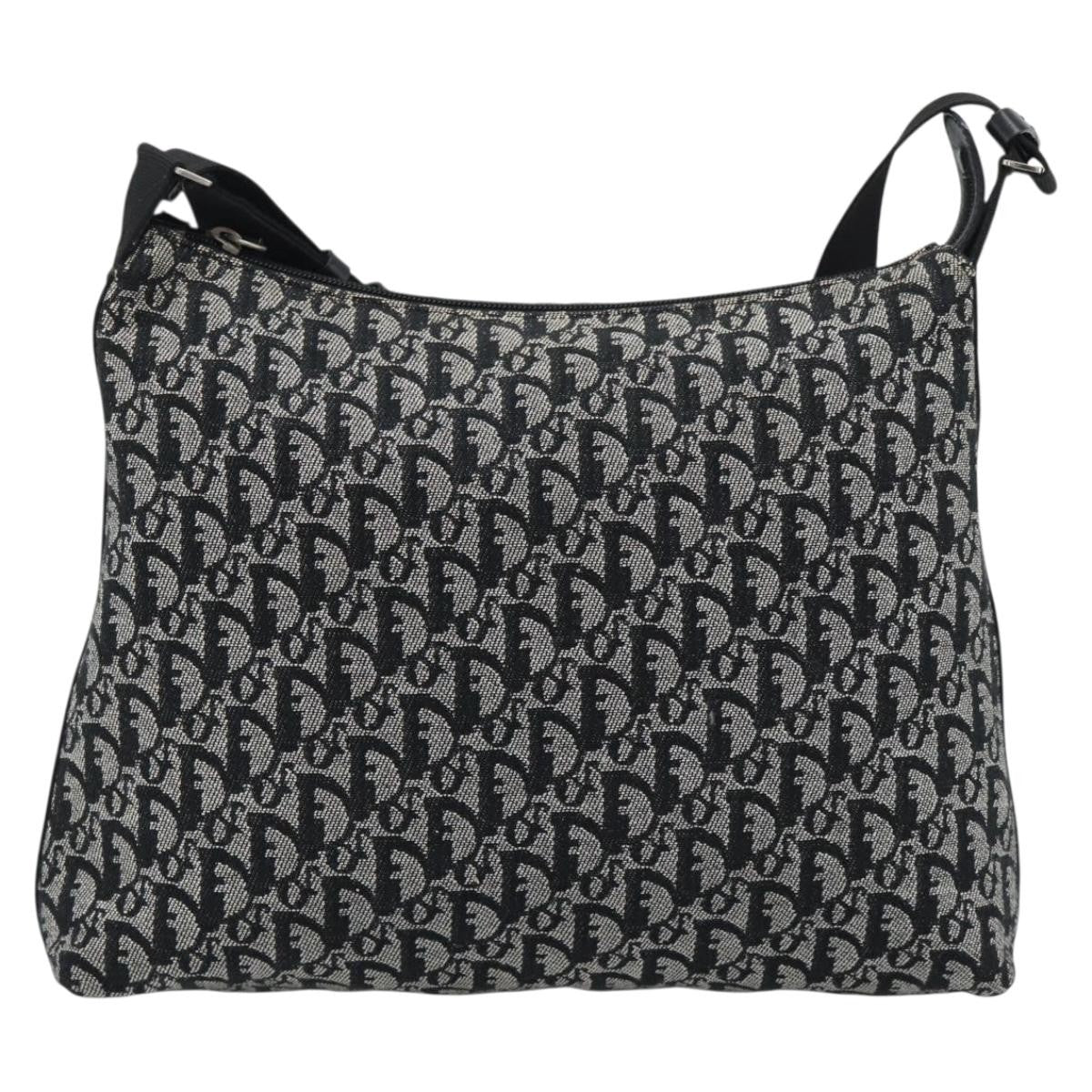 Christian Dior Vintage Trotter Messenger Diorissimo Canvas Black Canvas Shoulder Bag Bag (Pre-Owned)