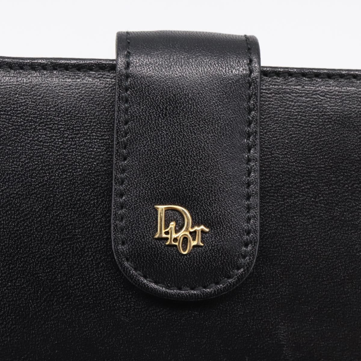 Christian Dior Bifold Card Holder Leather Black Leather Card Holders Accessory (Pre-Owned)