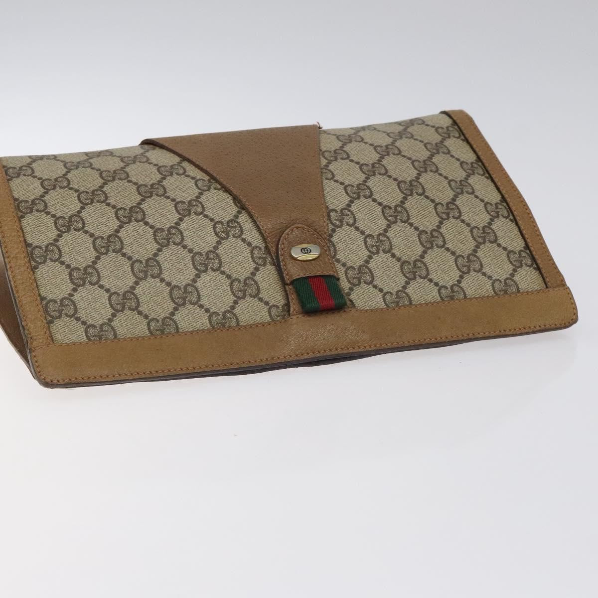 Gucci Sherry Line Canvas Beige Canvas Clutche & Pouche Bag (Pre-Owned)