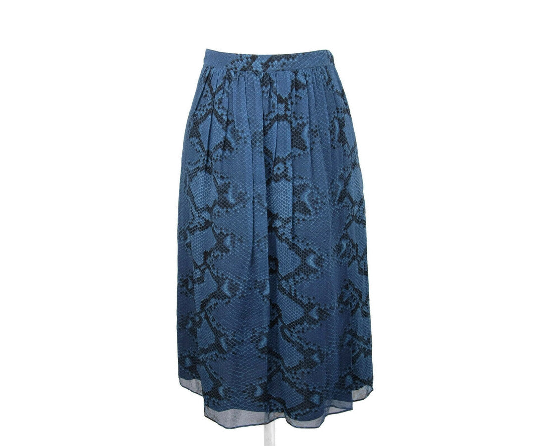 Burberry Women's Mineral Blue Silk Pleated Skirt
