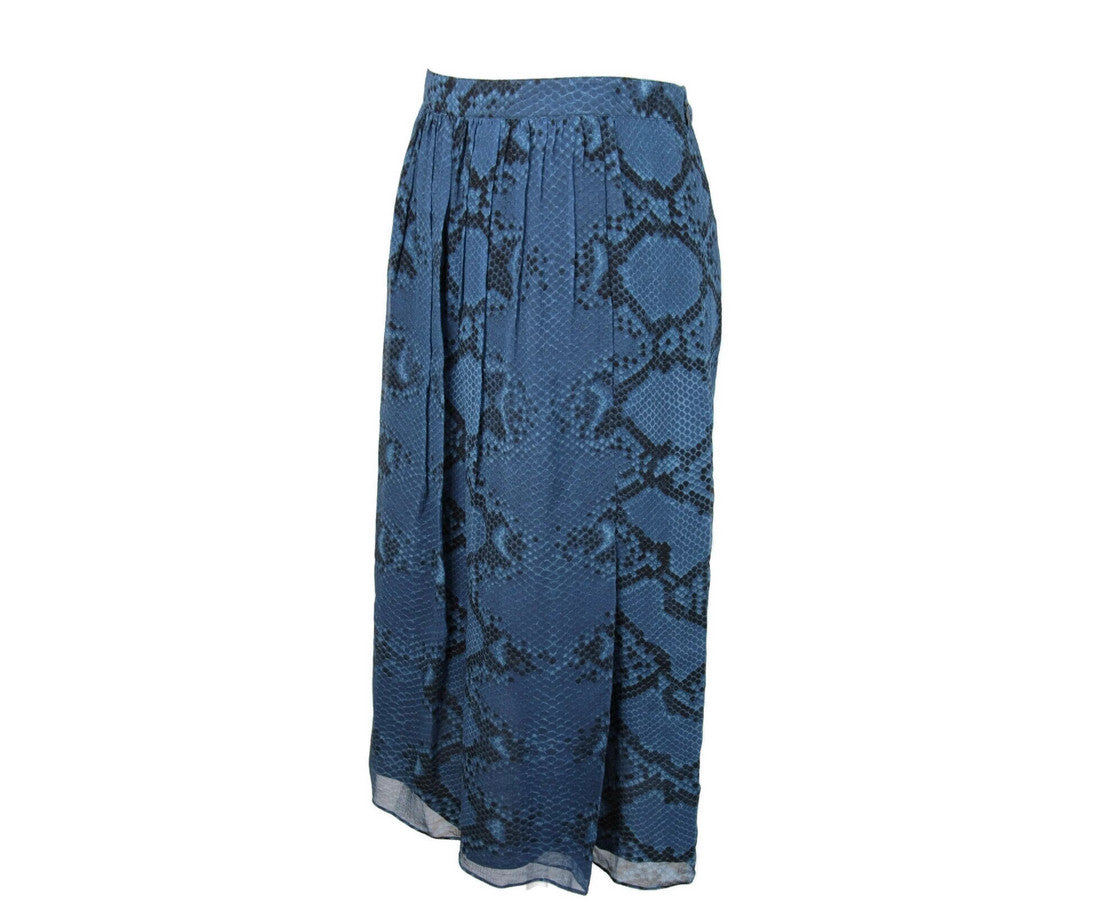 Burberry Women's Mineral Blue Silk Pleated Skirt