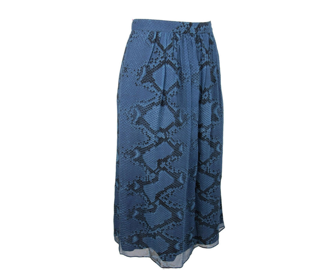 Burberry Women's Mineral Blue Silk Pleated Skirt