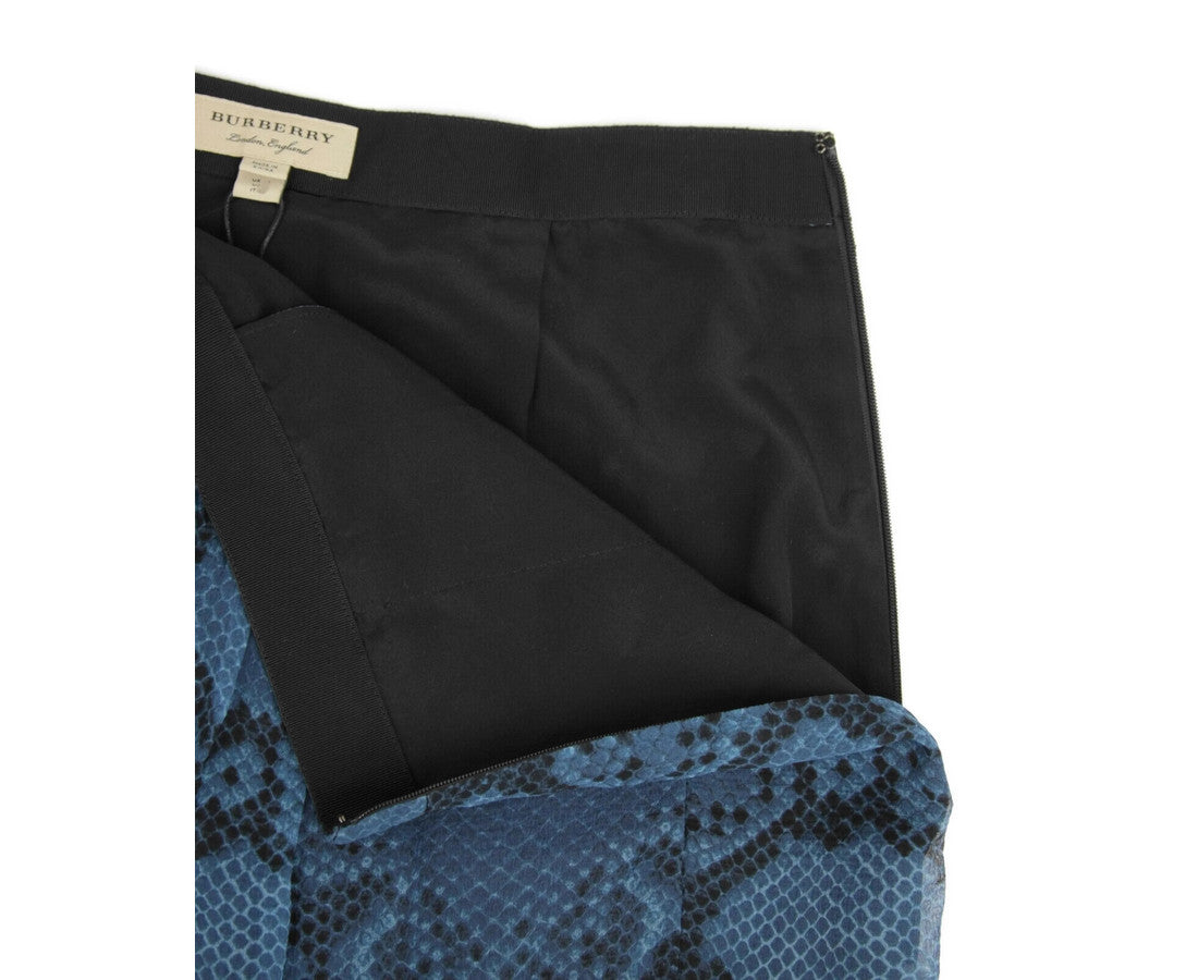 Burberry Women's Mineral Blue Silk Pleated Skirt