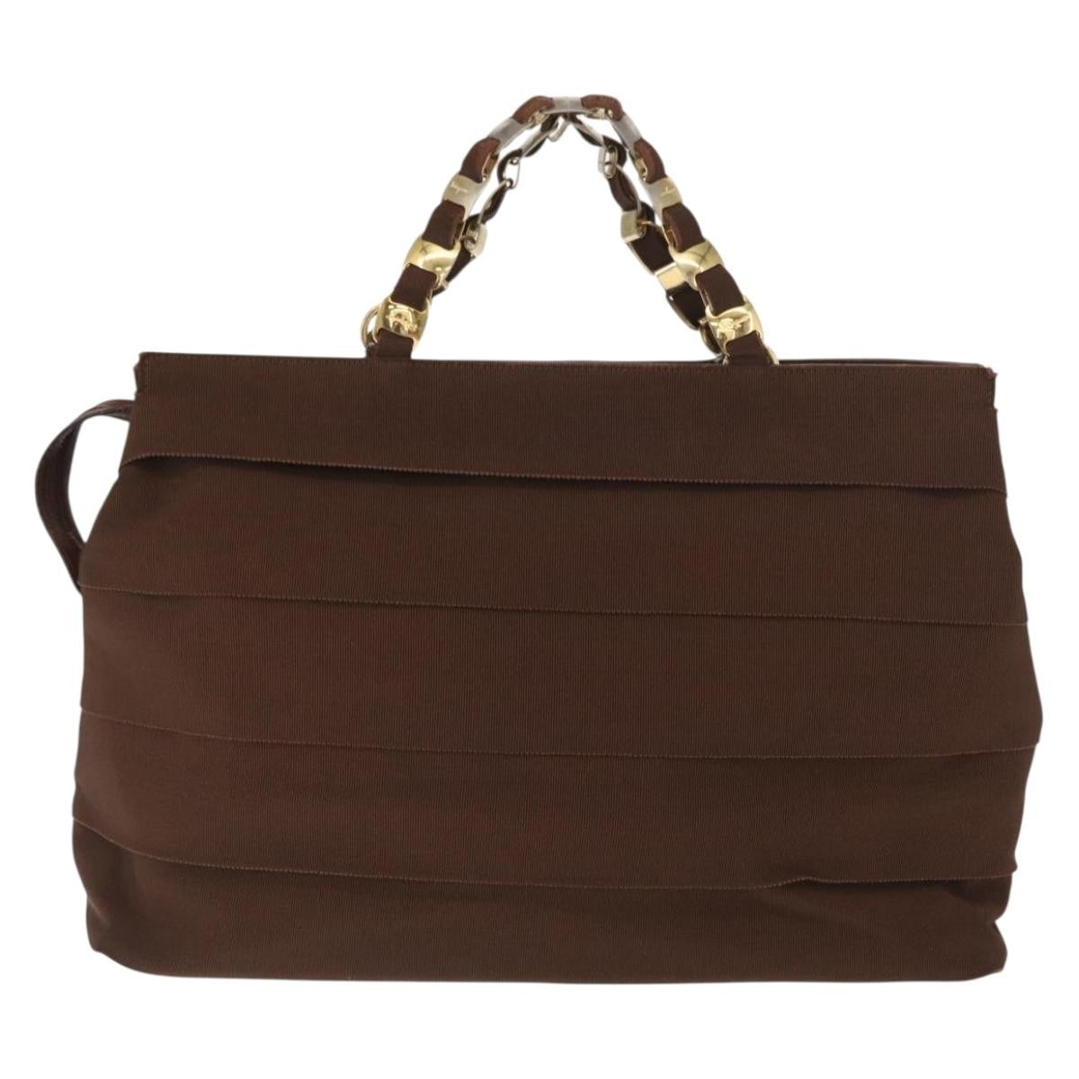 Salvatore Ferragamo Vala Tote Canvas Brown Canvas Tote Bag Bag (Pre-Owned)