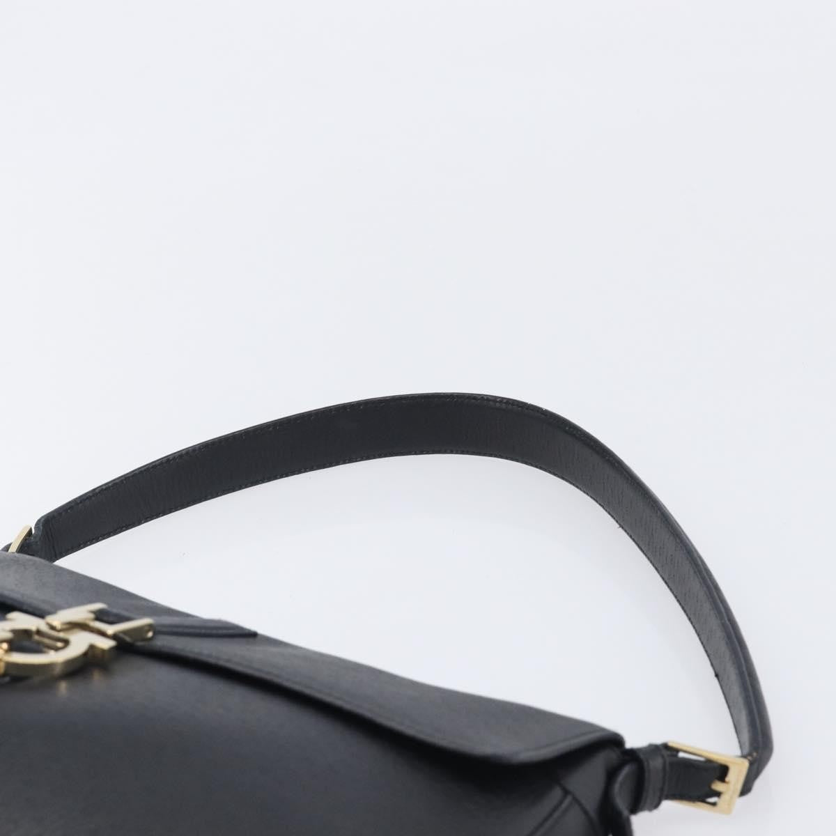 Salvatore Ferragamo Gancini Leather Black Leather Shoulder Bag Bag (Pre-Owned)