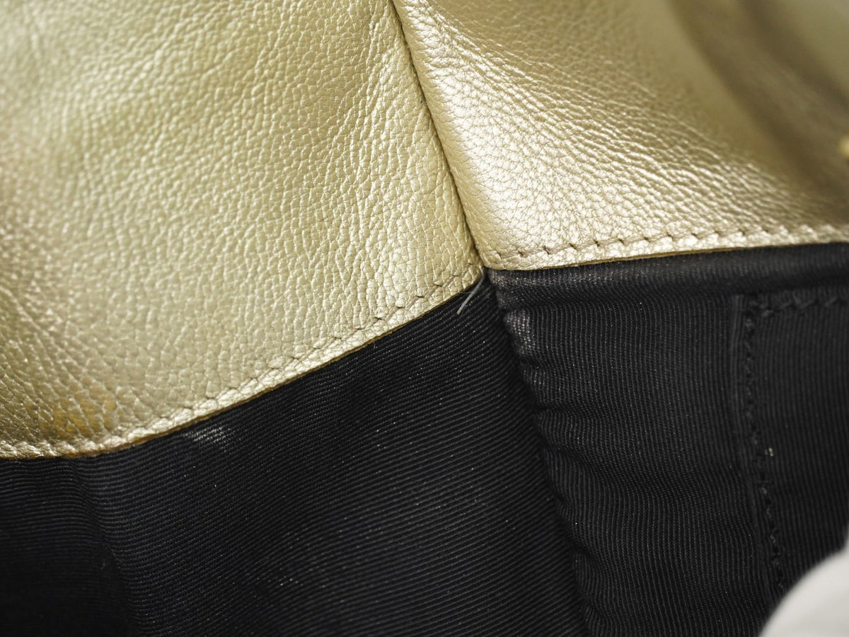 Chanel Boy Shopper Calfskin Gold Leather Tote Bag Bag (Pre-Owned)