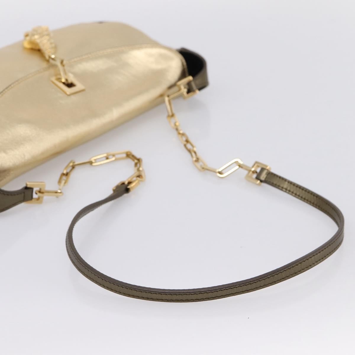 Gucci Tiger Charm Leather Gold Leather Shoulder Bag Bag (Pre-Owned)