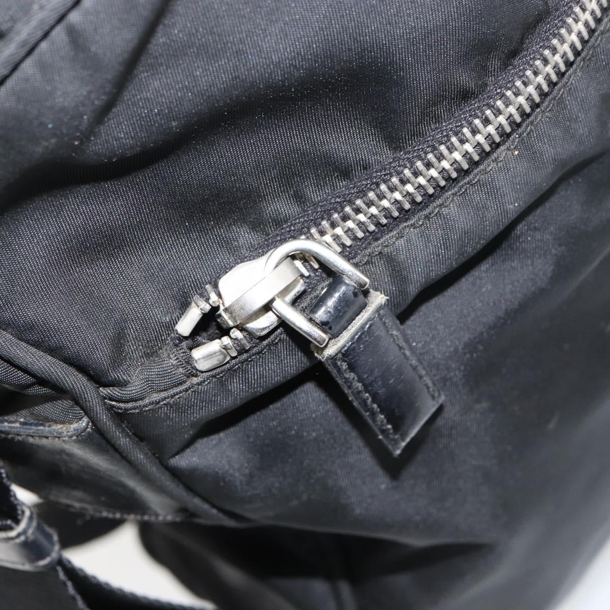 Prada Front Pocket Zip Messenger Tessuto With Saffiano Leather Black Nylon Handbag (Pre-Owned)