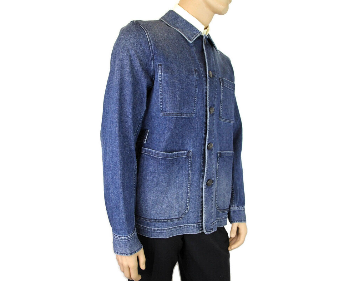 Burberry Men's Blue Denim Decorative Washed Trim Jacket