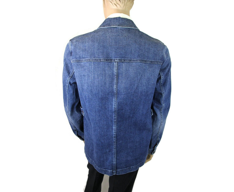 Burberry Men's Blue Denim Decorative Washed Trim Jacket