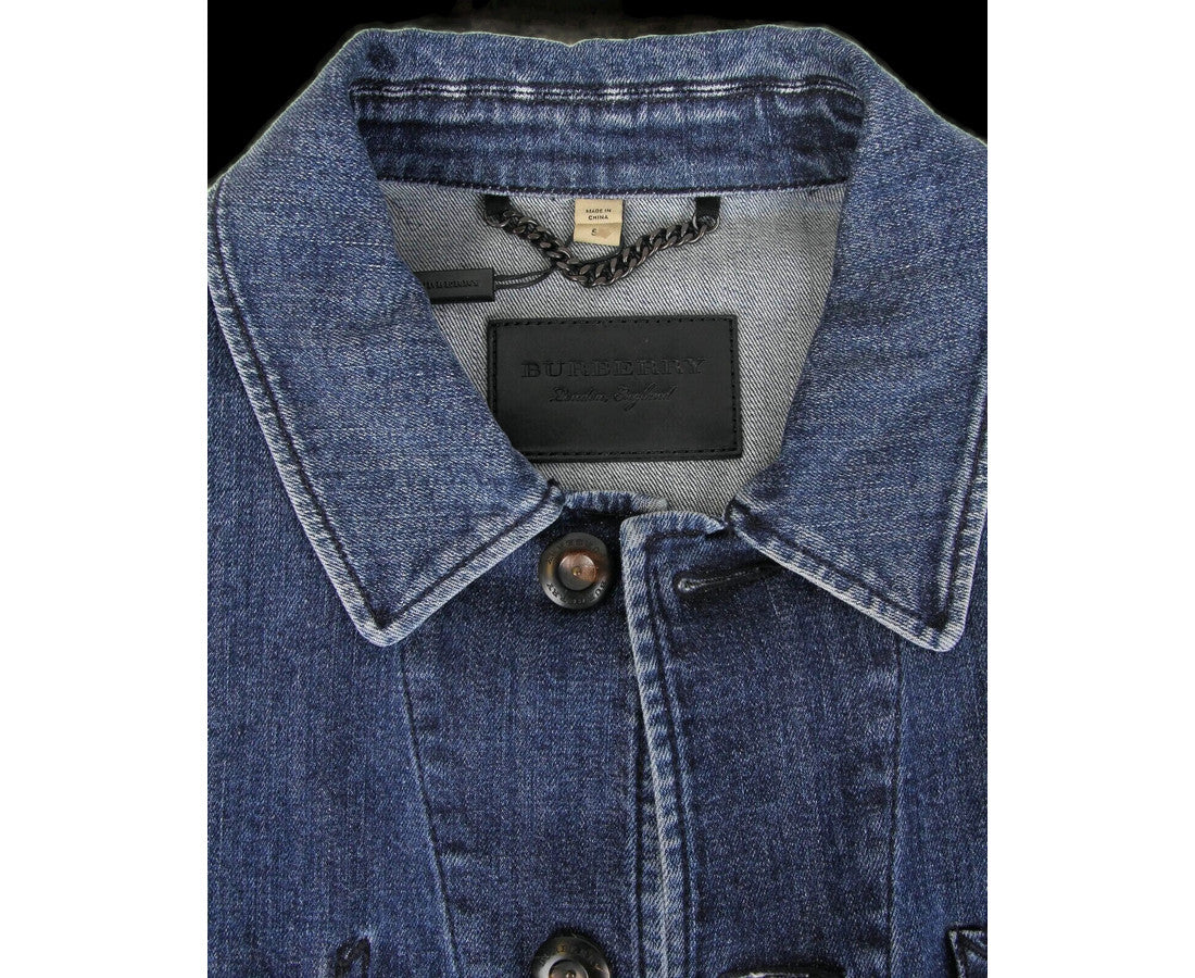 Burberry Men's Blue Denim Decorative Washed Trim Jacket
