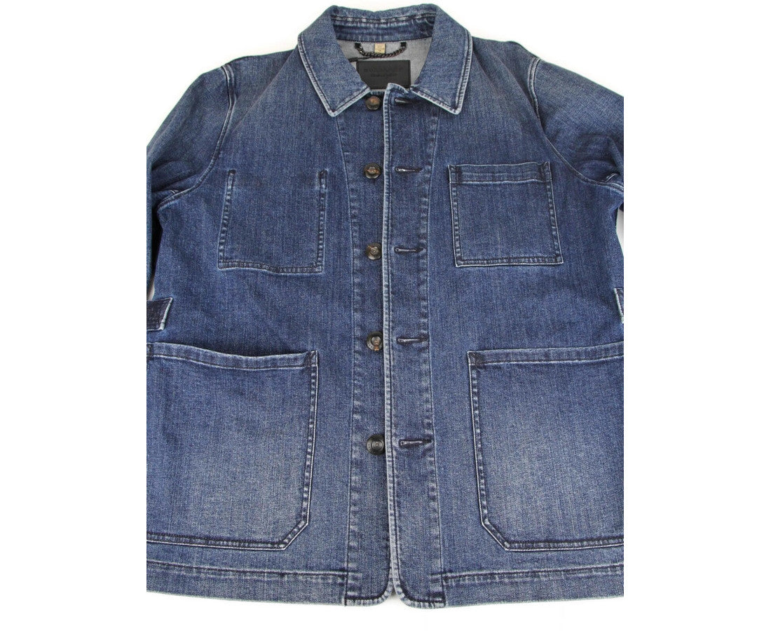 Burberry Men's Blue Denim Decorative Washed Trim Jacket
