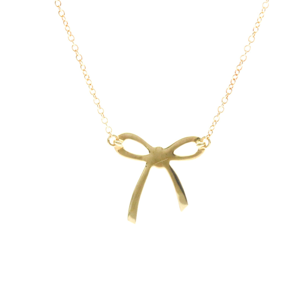 Tiffany & Co. Bow Pendant 18K Yellow Gold Gold Yellow_Gold Necklace Jewelry (Pre-Owned)