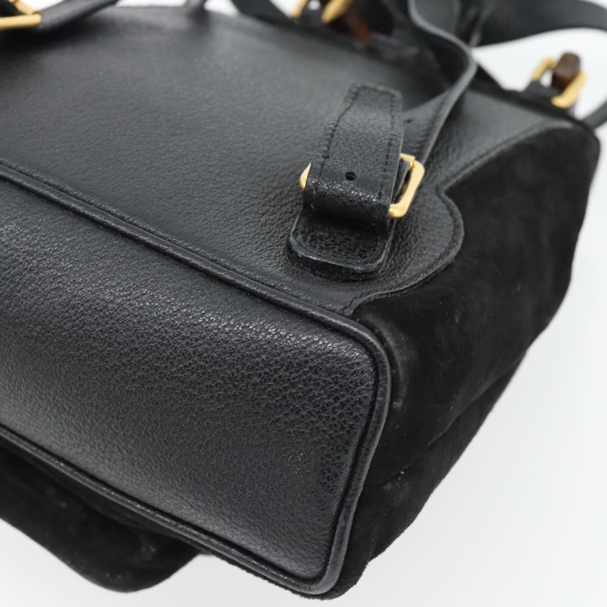 Gucci Vintage Bamboo Suede Black Suede Backpack Bag (Pre-Owned)