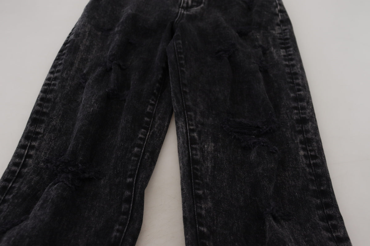 Dolce & Gabbana Black Washed Cotton High Waist Denim Women's Jeans
