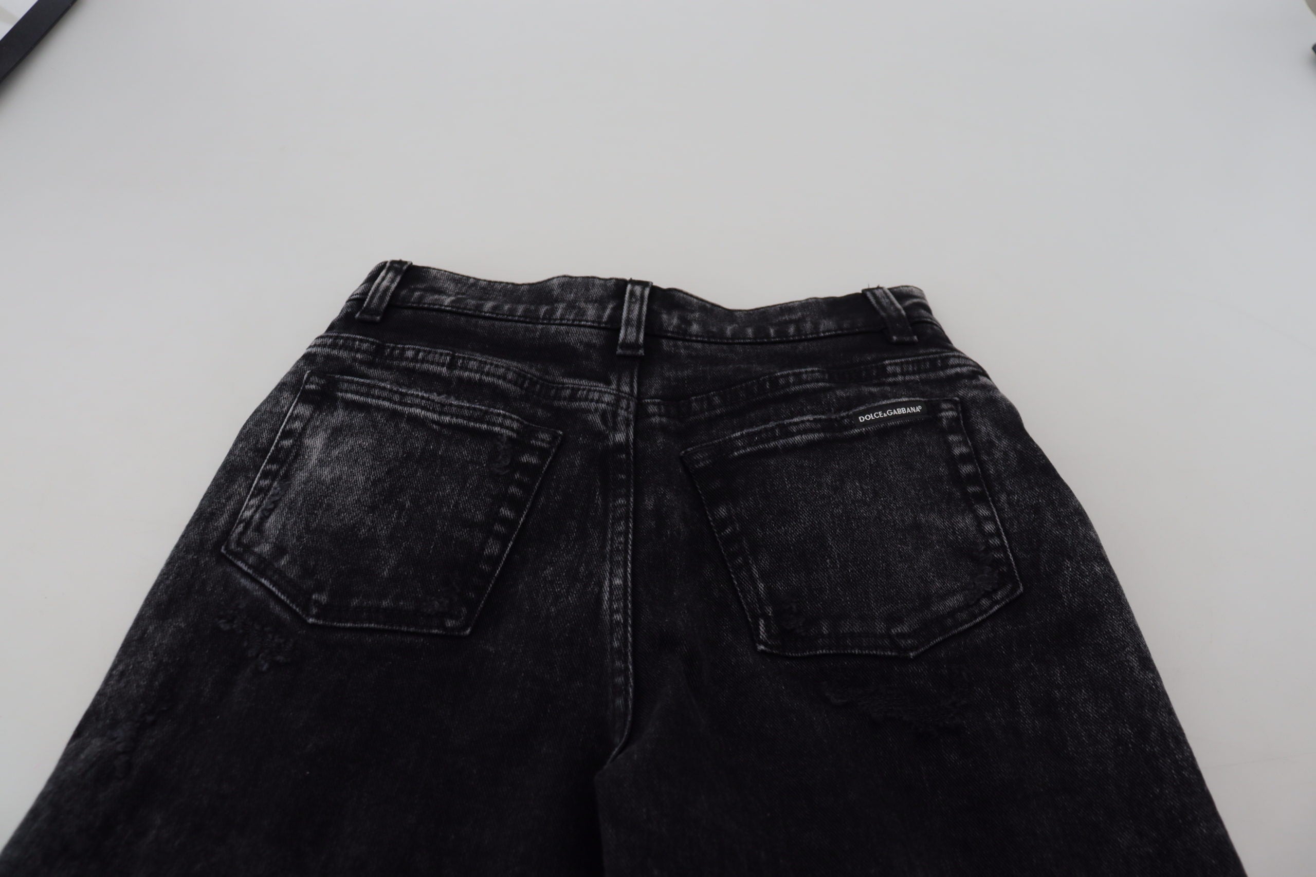 Dolce & Gabbana Black Washed Cotton High Waist Denim Women's Jeans