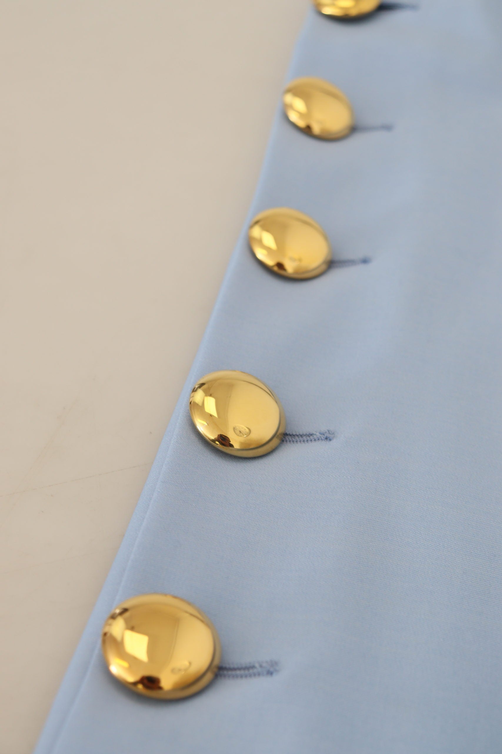 Dolce & Gabbana Light Blue Button Wide Leg Women's Pants