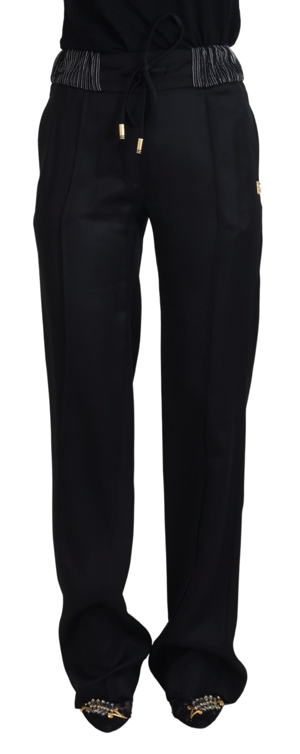 Dolce & Gabbana Black Straight Fit Cotton Women's Pants