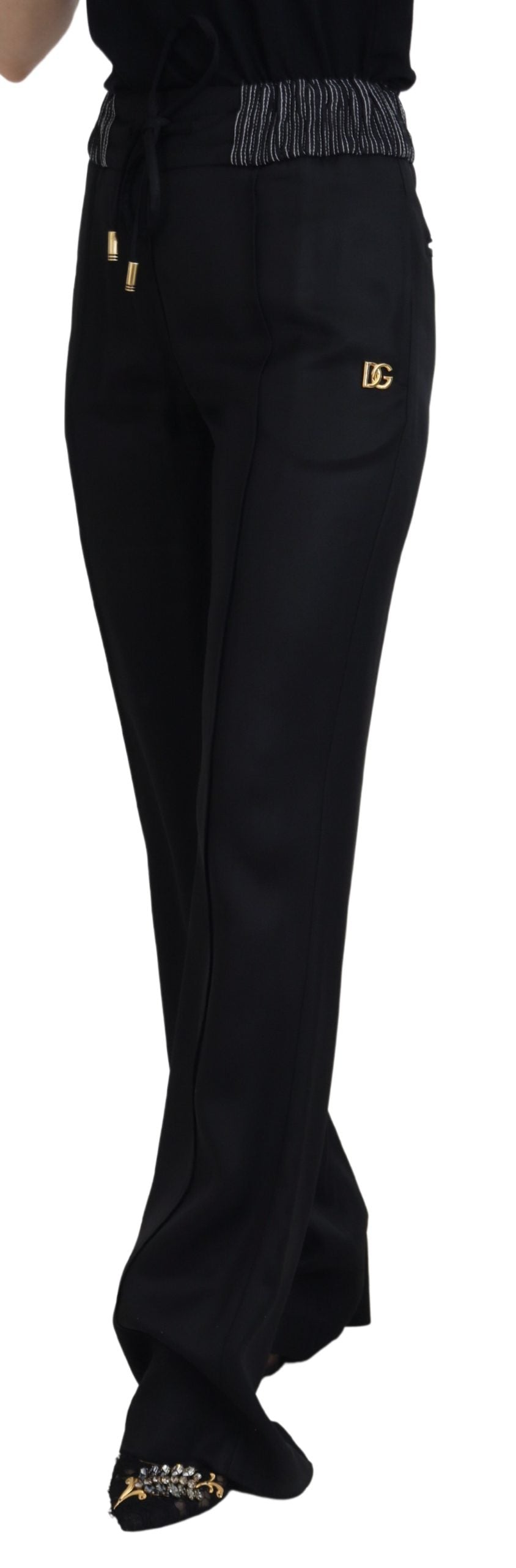 Dolce & Gabbana Black Straight Fit Cotton Women's Pants