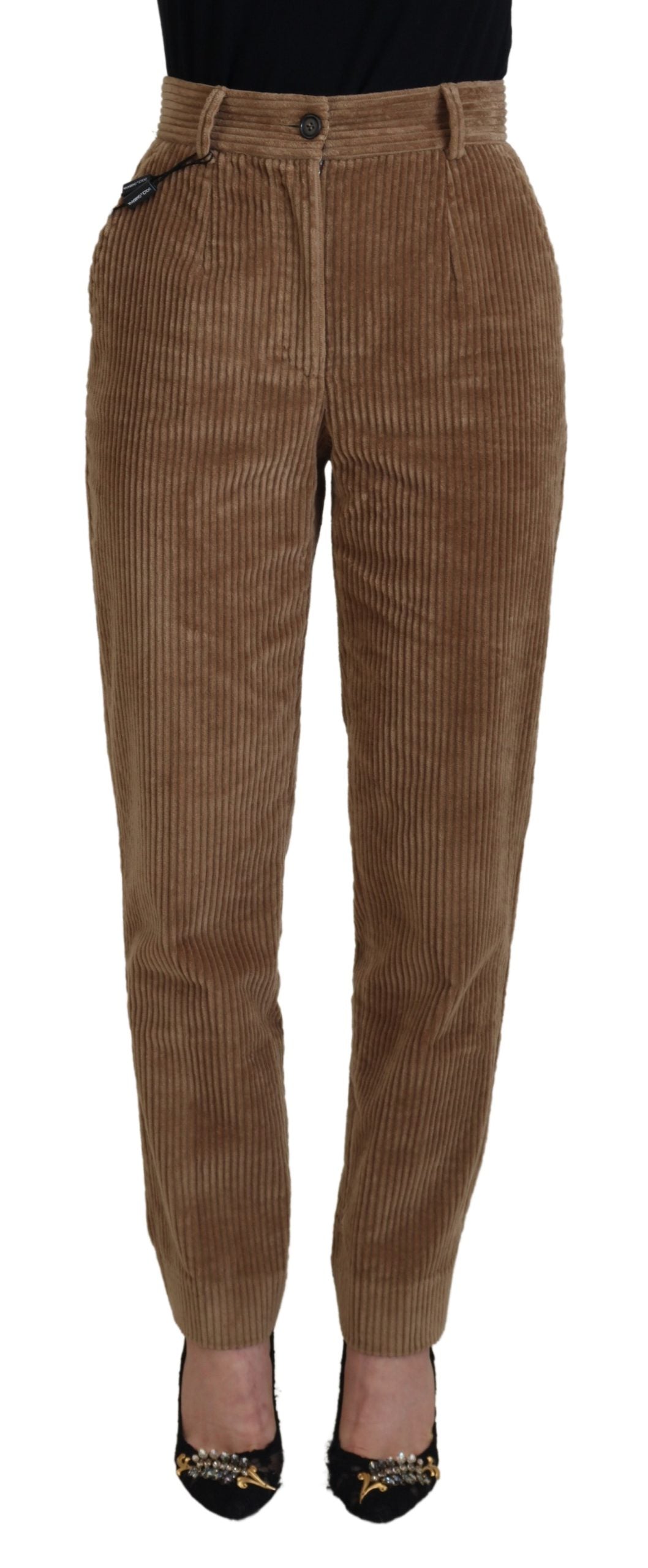 Dolce & Gabbana Elegant Brown Corduroy Pants for Sophisticated Women's Style
