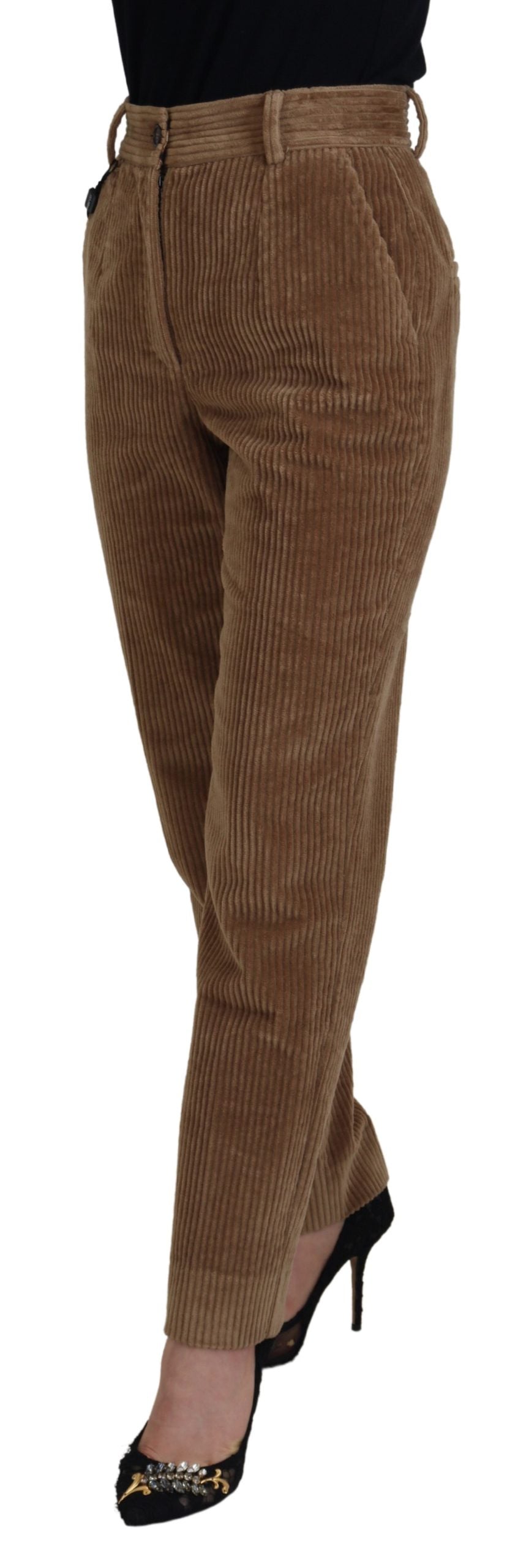 Dolce & Gabbana Elegant Brown Corduroy Pants for Sophisticated Women's Style