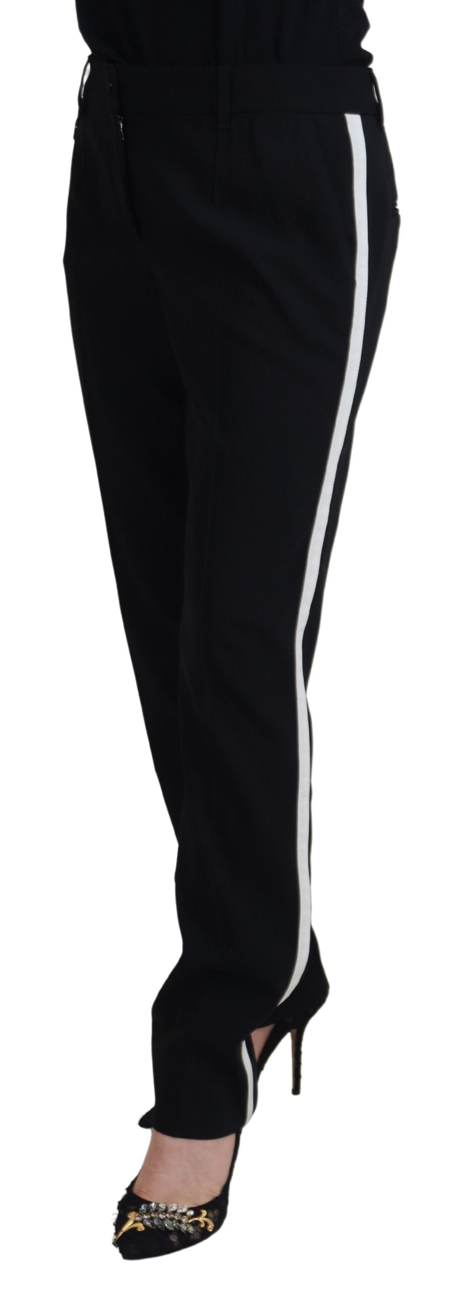 Dolce & Gabbana Black Tapered Women Wool Women's Pants